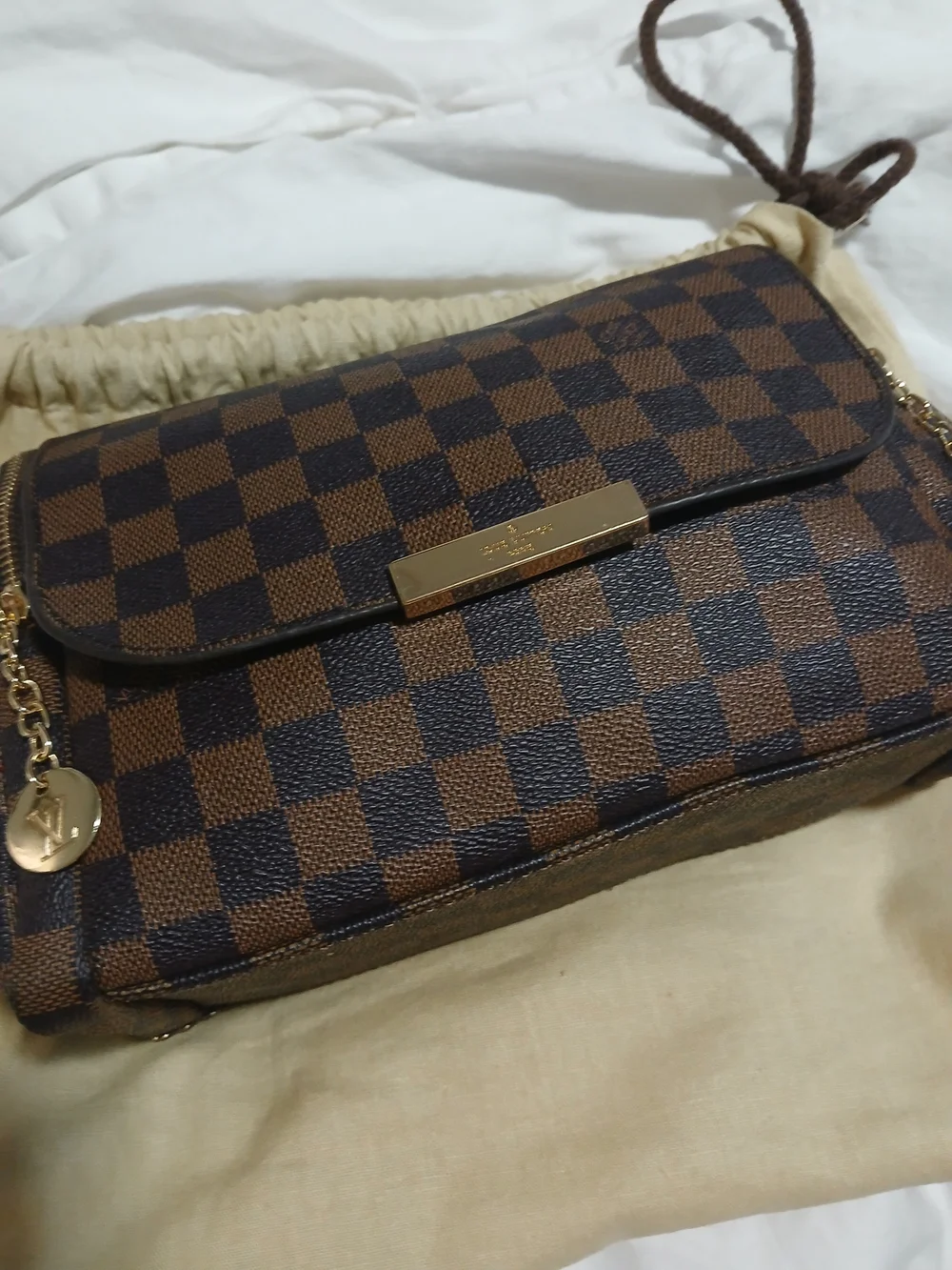 Checkerboard Brown and Dark Brown Crossbody - Picture 2 of 11